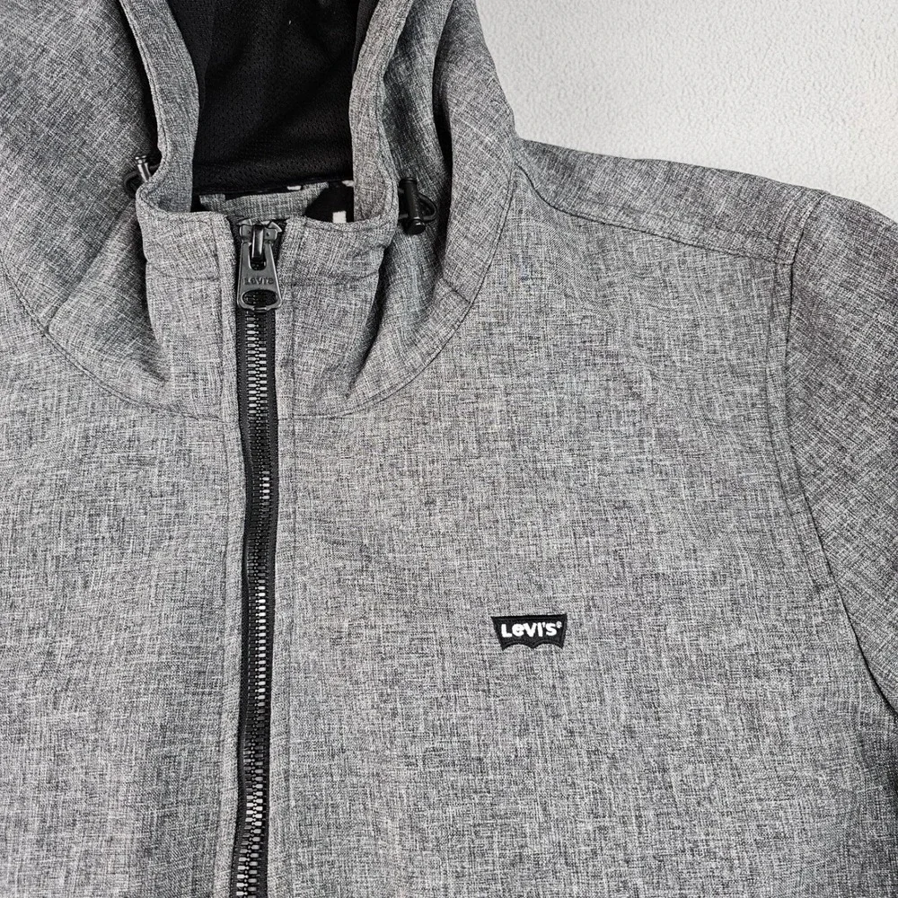 Levi's Men's‎ Hooded Jacket Gray Full Zip Polyester Casual Lightweight Outerwear